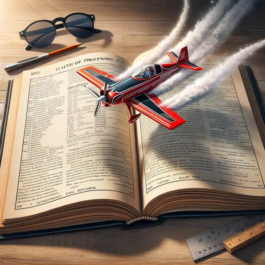 O avião Aviator voa sobre o livro